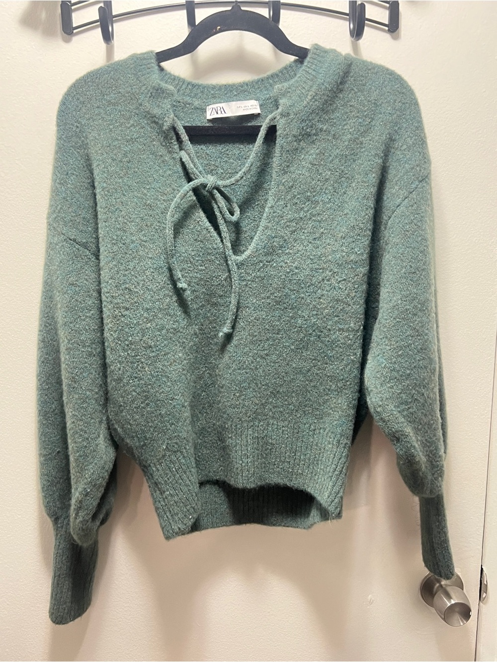 ZARA Lace-Up V-Neck Knit Sweater (sz. L)